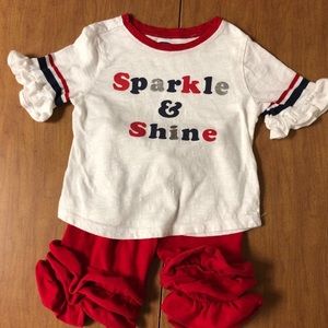 GUC Old Navy 2T Top w/ Red Crop Ruffles Pant Set